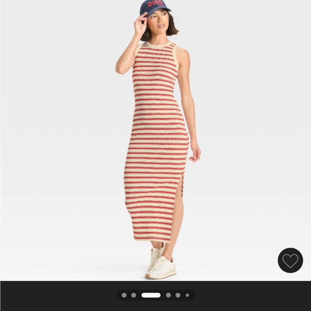 Red and White Striped Maxi Dress